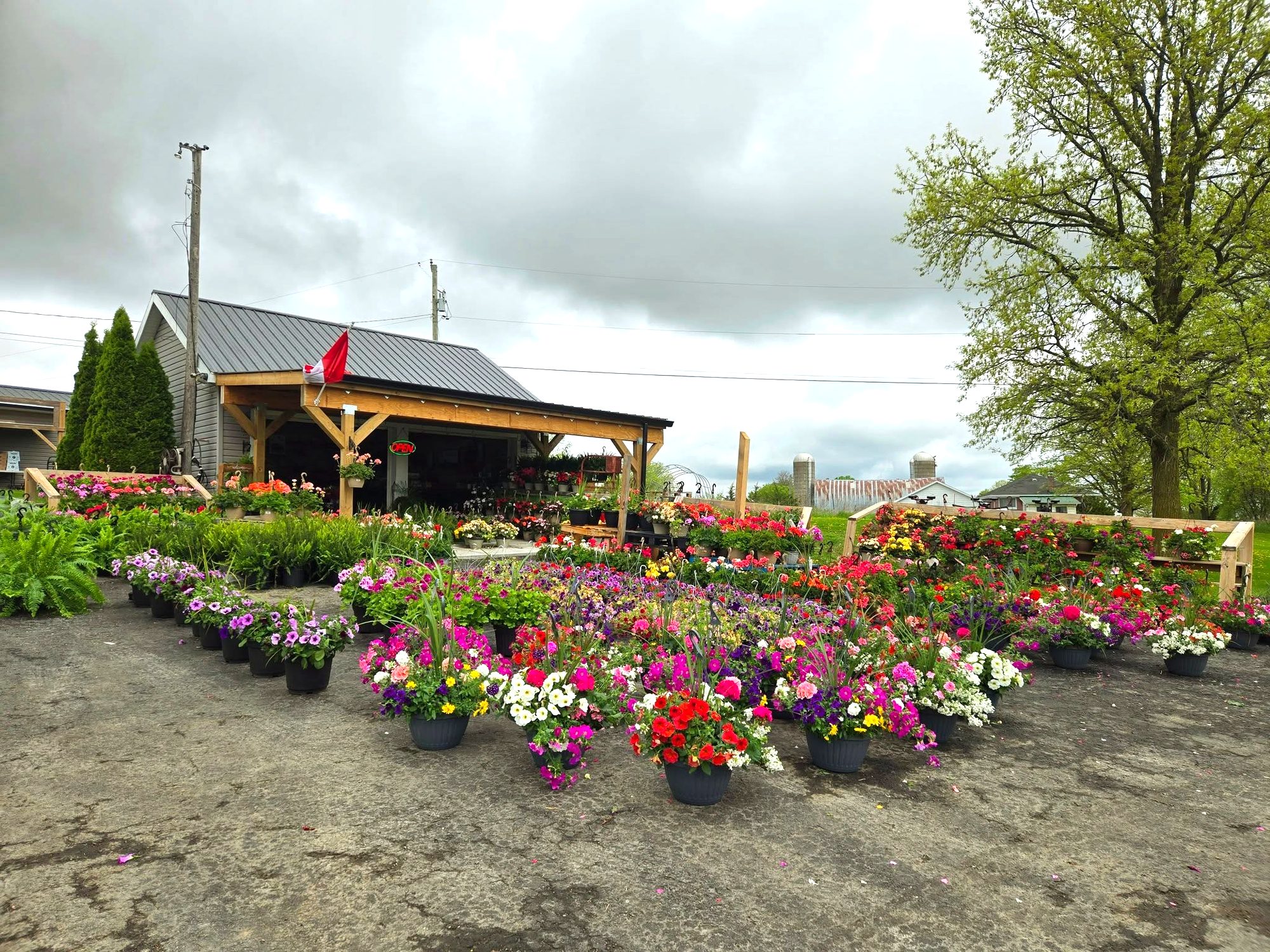 The Nansan Farms market stand full of fresh produce